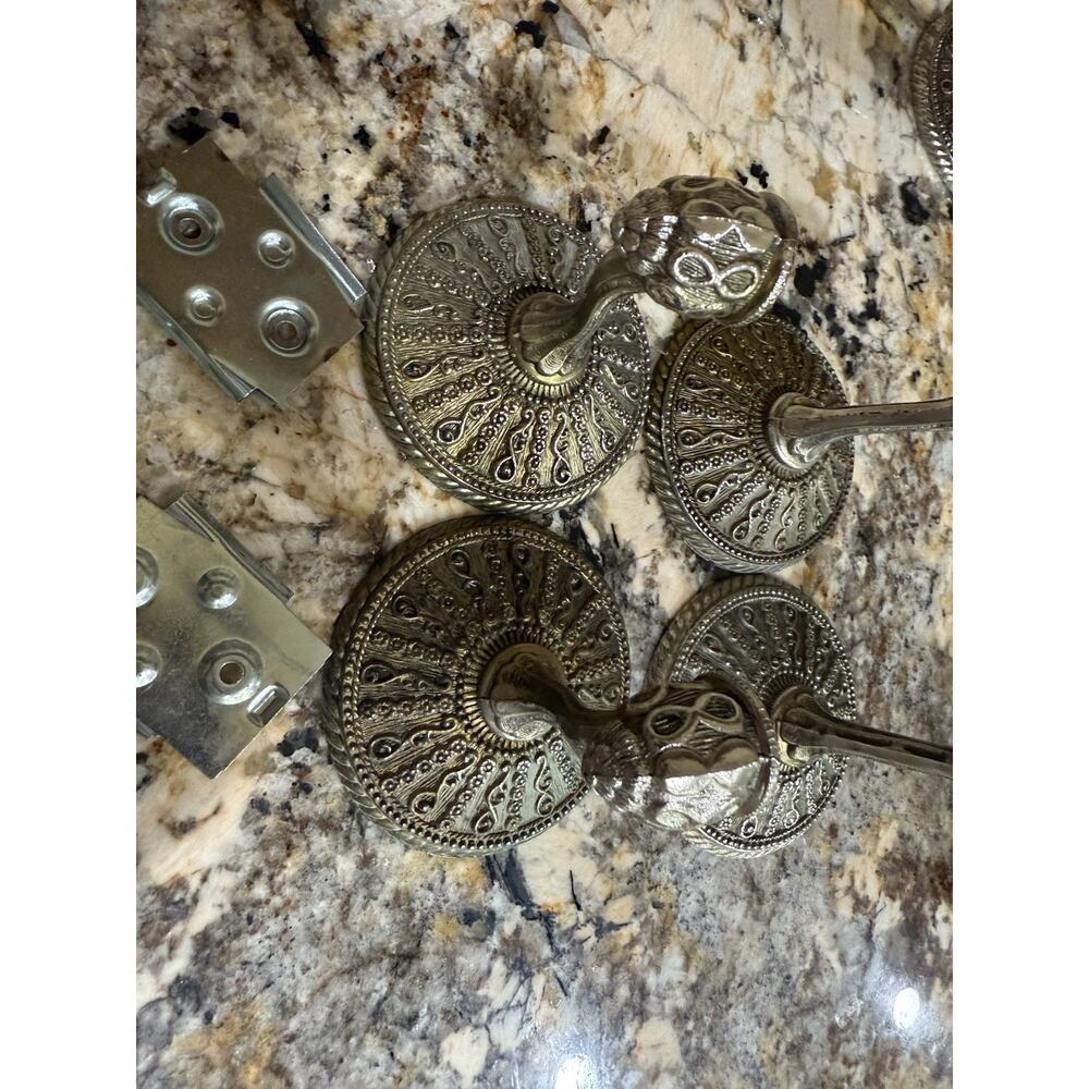 Vtg 1968 Amerock Carriage House Bathroom Set Antique Brass Towel Ring Robe Hooks - Picture 6 of 16